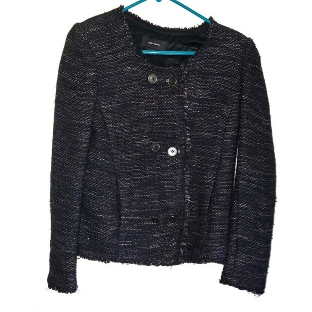 Isabel Marant Wool Mohair Bouclé Fringe Jacket Black FR 38 US 6